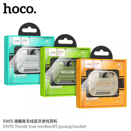 Наушники внутриканальные HOCO EW55 Trendy, пластик, bluetooth 5.3, микрофон, цвет: серебряный (1/20/200) (6942007605229)