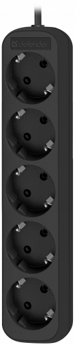 Удлинитель DEFENDER M530, 5 розеток, ПВС 3*1,0 мм2, мощность 2200 Вт, ток 10А, с/з, черный, 3,0 м (1/45) фото 5