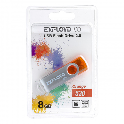 Флеш-накопитель USB  8GB  Exployd  530  оранжевый (EX008GB530-O) фото 8
