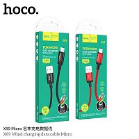 Кабель USB - микро USB HOCO X89 Wind, 1.0м, 2.4A, ткань, цвет: красный (1/420) (6931474784353)