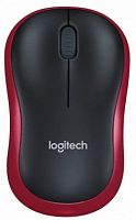 Мышь Logitech M186 черный/красный оптическая (1000dpi) беспроводная USB2.0 для ноутбука (3but) (910-004133)