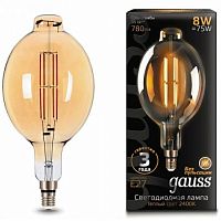 Лампа светодиодная GAUSS Vintage Filament BT180 8W E27 180*360mm Golden 780lm 2400K 1/6