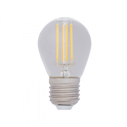 Лампа светодиодная  REXANT филаментная Шарик GL45 7.5 Вт 600 Лм 4000K E27 диммируемая, прозрачная колба (10/100) (604-128)