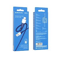 Кабель USB - микро USB Borofone BX60 Superior, 1.0м, круглый, 2.4A, нейлон, пластик, цвет: синий(1/360)
