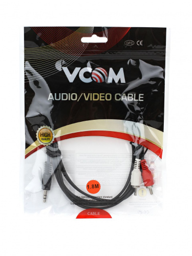 Кабель соединительный VCOM 3.5 Jack (M) / 2xRCA (M), стерео, аудио, 1.8 м. (1/145) (VAV7183-1.8M) фото 3