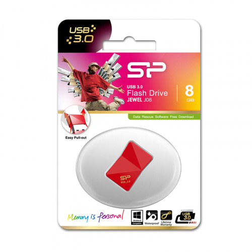Флеш-накопитель USB 3.0  8GB  Silicon Power  Jewel J08  красный (SP008GBUF3J08V1R) фото 11