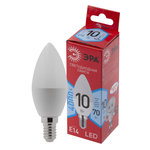 Лампа светодиодная ЭРА RED LINE LED B35-10W-840-E14 R Е14 / E14 10 Вт свеча нейтральный белый свет (1/100) (Б0049642)
