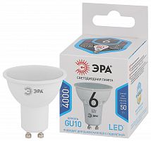 Лампа светодиодная ЭРА STD LED MR16-6W-840-GU10 GU10 6 Вт софит нейтральный белый свет (1/100) (Б0056118)