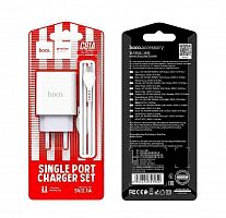 Блок питания сетевой 1 USB HOCO C81A, Asombroso, 2100mA, пластик, огнестойкий, кабель микро USB, X37 cool, цвет: белый(1/23/138) (6931474727954)