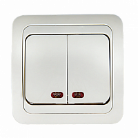 Выключатель двухклавишный с подсветкой CLASSICO белый 2123 IN HOME (10/200) (4680005959877)