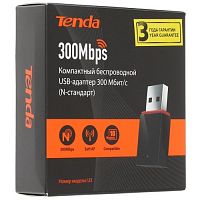 Wi-Fi адаптер TENDA U3, 300Мбит/с, 6дБ, режим Ad-Hoc, Plug&Play, черный (1/120)