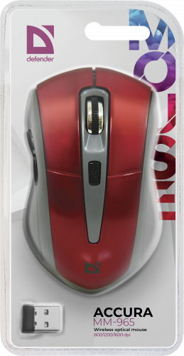 Беспроводная мышь DEFENDER Accura MM-965, USB. 6 кнопок, красный (1/40) (52966) фото 10