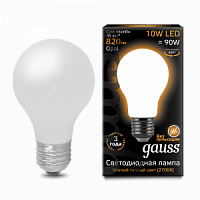 Лампа светодиодная GAUSS Filament А60 10W 820lm 2700К Е27 milky 1/10/40 (102202110)