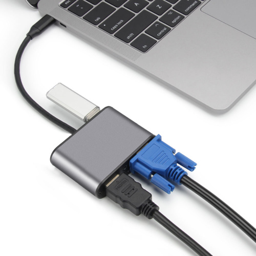 USB-концентратор USB3.1 Type-CM-->HDMI +VGA+3XUSB +PD charging+TF+AUDIO,Aluminum Shell, VCOM <CU425> (1/100) (CU425M) фото 3