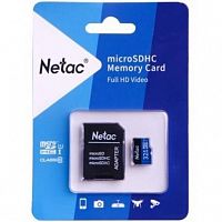 MicroSD  16GB  Netac  P500  Standard  Class 10  UHS-I (90 Mb/s) + SD адаптер