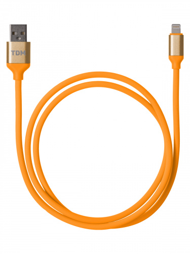 Дата-кабель TDM ДК 15, USB - Lightning, 1 м, силиконовая оплетка, оранжевый, (1/200) (SQ1810-0315) фото 4