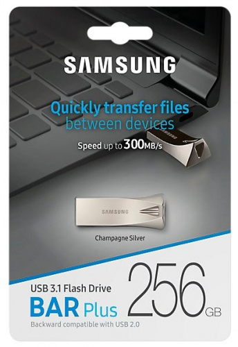 Флеш-накопитель USB 3.1  256GB  Samsung  Bar Plus  темно-серый (MUF-256BE4/APC) фото 9
