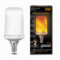 Лампа светодиодная GAUSS T65 5W 20-80lm 1500K E14 Flame 1/10/100 (157401105)