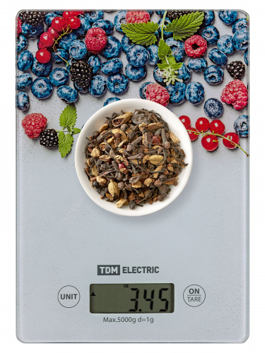 Весы электронные кухонные "Ягоды", стекло, деление 1 г, макс. 5 кг, TDM (1/20) фото 3