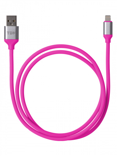 Дата-кабель TDM ДК 21, USB - Lightning, 1 м, силиконовая оплетка, розовый, (1/200) (SQ1810-0321) фото 4