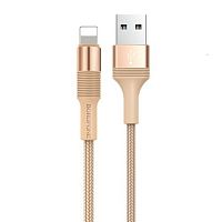 Кабель USB - 8 pin Borofone BX21 Outstanding, 1.0м, круглый, 2.4A, ткань, цвет: золотой (1/648) (6931474703163)