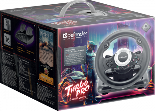 Игровой руль DEFENDER Turbo Pro PC/PS3/PS4/Xbox,10кнопок, черный (1/4) (64291) фото 2