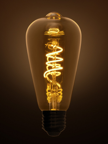 Лампа светодиодная TDM «Винтаж» золотистая ST64 (со спиралью), 4 Вт, 230 В, 2700 К, E27 (конус) (1/100) (SQ0340-0344) фото 3