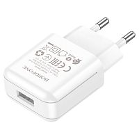 Блок питания сетевой 1 USB Borofone BA64A, 2100mA, пластик, цвет: белый (1/65/260) (6974443383836)