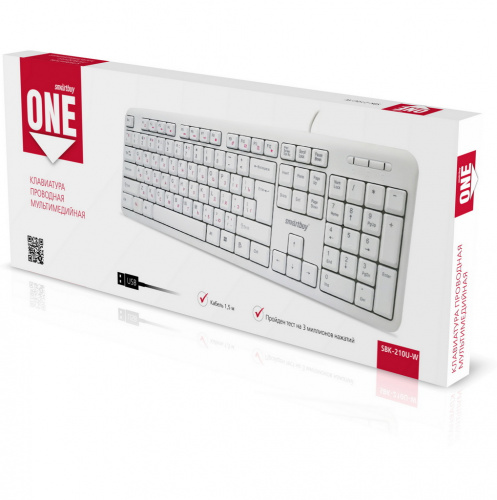 Клавиатура мультимедийная Smartbuy ONE 210 USB (SBK-210U-W), белый (1/20)