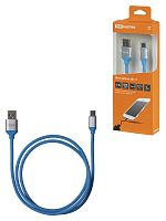 Дата-кабель TDM ДК 17, USB - USB Type-C, 1 м, силиконовая оплетка, голубой, (1/200)