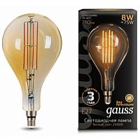 Лампа светодиодная GAUSS Vintage Filament A160 8W E27 160*300mm Golden 780lm 2400K 1/6