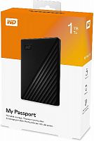 Внешний HDD  WD  1 TB  My Passport чёрный, 2.5", USB 3.0 (WDBYVG0010BBK-WESN)