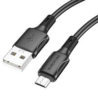 Кабель USB - микро USB Borofone BX80, 1.0м, круглый, 2.4A, силикон, цвет: чёрный (1/33/330) (6974443385205)