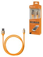 Дата-кабель TDM ДК 15, USB - Lightning, 1 м, силиконовая оплетка, оранжевый, (1/200)