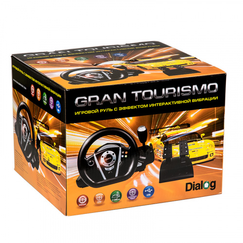 Игровой руль GW-235VR Dialog GranTourismo- вибро, 2педали+рычаг, PC USB/PS4&3/XB1&360/Android/Switch, черный/серый (1/2) фото 2