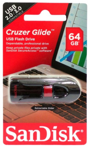 Флеш-накопитель USB  64GB  SanDisk  Cruzer Glide  чёрный (SDCZ60-064G-B35) фото 4