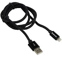 Кабель DEFENDER ACH01-03T PRO USB2.0, черный, AM-LightningM, 1m, 2.1A (1/100) (87808)