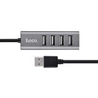 USB-концентратор HOCO HB1, 4 гнезда, 1 USB выход, цвет: серый (1/12/120) (6957531038139)