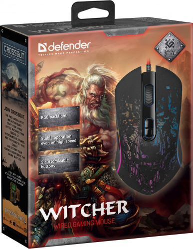Мышь Defender Witcher GM-990, черный, USB, RGB, 7 кнопок, 3200dpi (1/40) (52990) фото 9