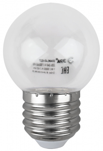 Лампа светодиодная ЭРА STD ERAWL45-E27 E27 / Е27 1Вт шар прозрачный для белт-лайт (1/100) (Б0049572) фото 4