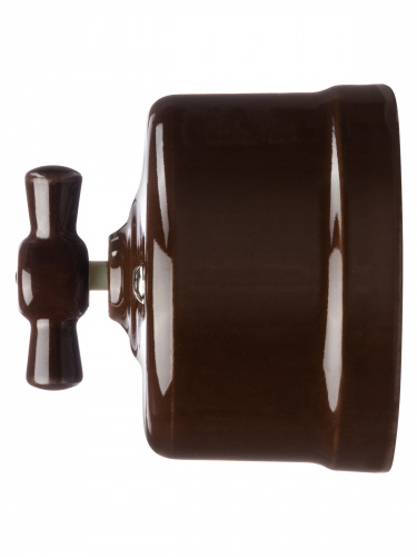 Выключатель фарфоровый поворотный перекрёстный с ручкой (бантик) 10А коричневый «Болонь» TDM (1/72) фото 4
