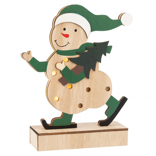 Фигурка деревянная NEON-NIGHT с подсветкой "Снеговик" 18 см (1/192) фото 3