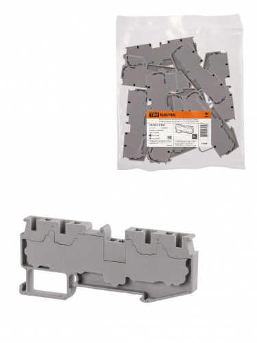 Зажим клеммный безвинтовой ЗКБ быстрого зажима 4 вывода 4 мм2 32А серый (Ph-C PT 4-QUATTRO) TDM (10/300)