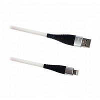 Зарядный USB Дата-кабель BMC-218 хром (1,2м) Lightning, текстиль оплетка, fishbone, металл. корпус штекеров, в коробке