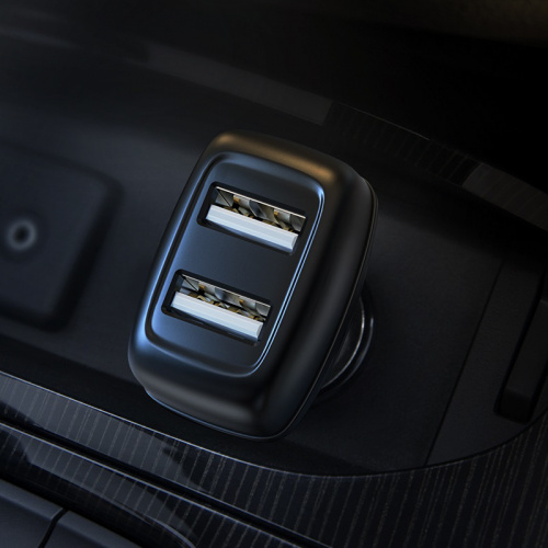 Блок питания автомобильный 2 USB HOCO Z36 Leader, 2400mA, огнестойкий, пластик, чёрный(1/14/140) (6931474727718) фото 7