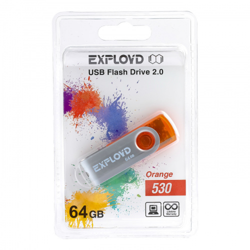 Флеш-накопитель USB  64GB  Exployd  530  оранжевый (EX064GB530-O) фото 8