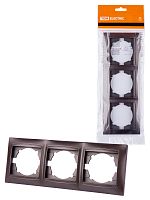 Рамка 3-х постовая горизонтальная шоколад , с/у, "Лама" (15/180) TDM (SQ1815-0531)
