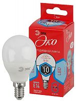 Лампа светодиодная ЭРА RED LINE ECO LED P45-10W-840-E14 Е14 / E14 10Вт шар нейтральный белый свет (1/100) (Б0032969)