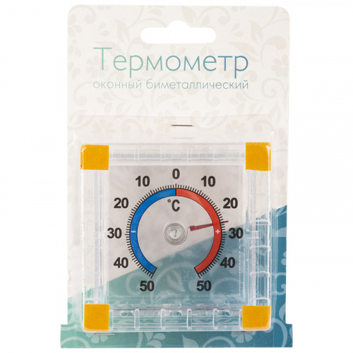 Термометр оконный биметаллический, квадратный ТББ на блистере (1/100) фото 3
