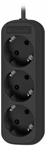 Удлинитель DEFENDER M330, 3 розетки, ПВС 3*1,0 мм2, мощность 2200 Вт, ток 10А, с/з, черный, 3,0 м (1/45) (99322) фото 5